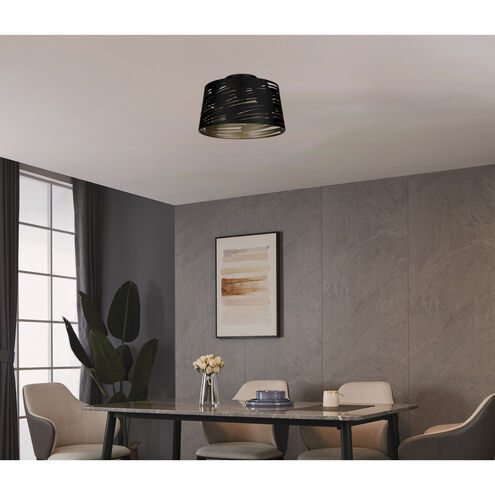 Akers Mill 1 Light 15.04 inch Black and Gold Flush Mount Ceiling Light